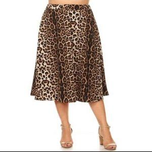 Sugar+L!ps.  Leopard print A-line Skirt with lining. High waist. Size S.…